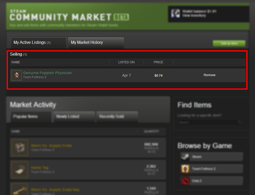 How to Disable Email from Steam Community Market Site?