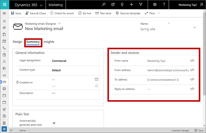 Which Email Field Does Dynamics 365 for Marketing Use?